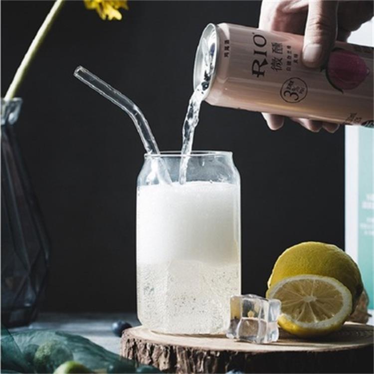 Glass Cup Can Shape Tea Juice Milk Coffee Mug Wine Glass Drink Cup High Borosilicate Glass Durable Drinkware With straw