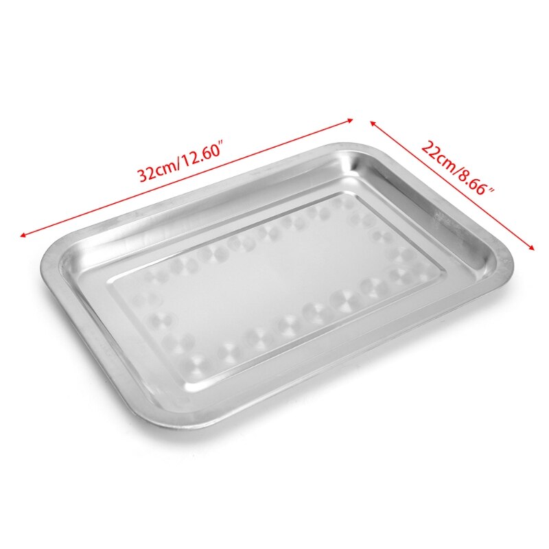 Bandeja Rectangular de acero inoxidable para barbacoa, bandeja de pescado a la parrilla, contenedor de comida para barbacoa