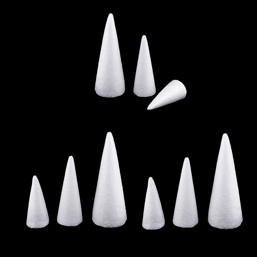 9 Pcs Cone Shape DIY Christmas Tree Styrofoam Foam for Kids Craft 15/20/25cm