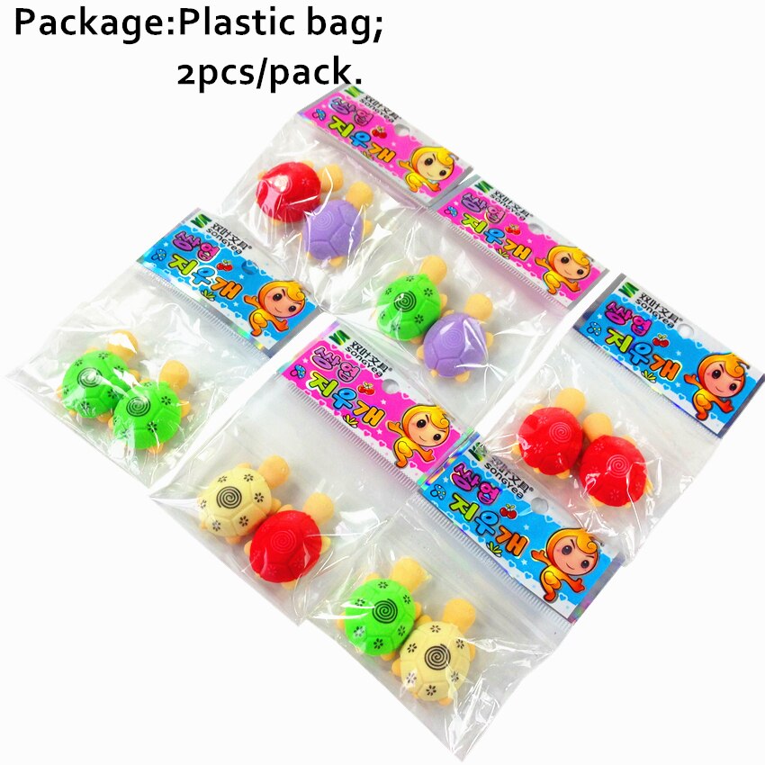 60 Stks/partij Leuke Cartoon Schildpad Rubber Gum Kawaii Gum Voor Potlood Leuk Cadeau Prijs Korea Stijl Briefpapier