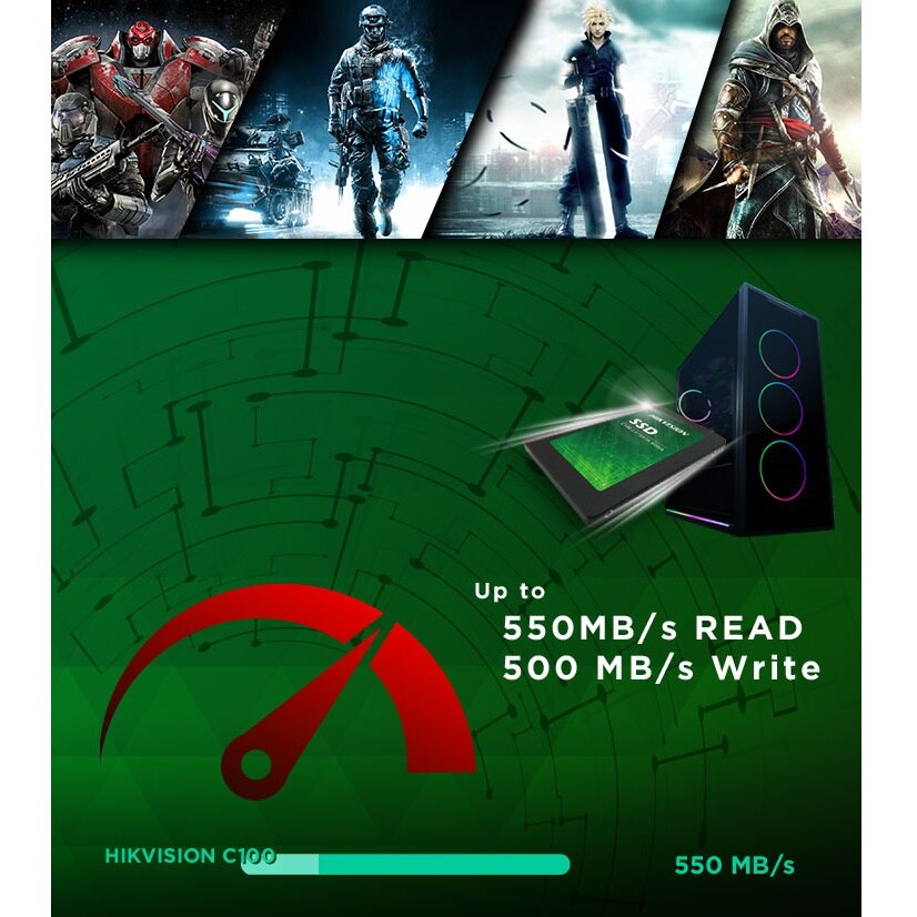 Hikvision 240Gb Ssd Disk Sata 3 HS-SSD-C100 / 240G Harde Schijf (Desktop Computer, Laptop)