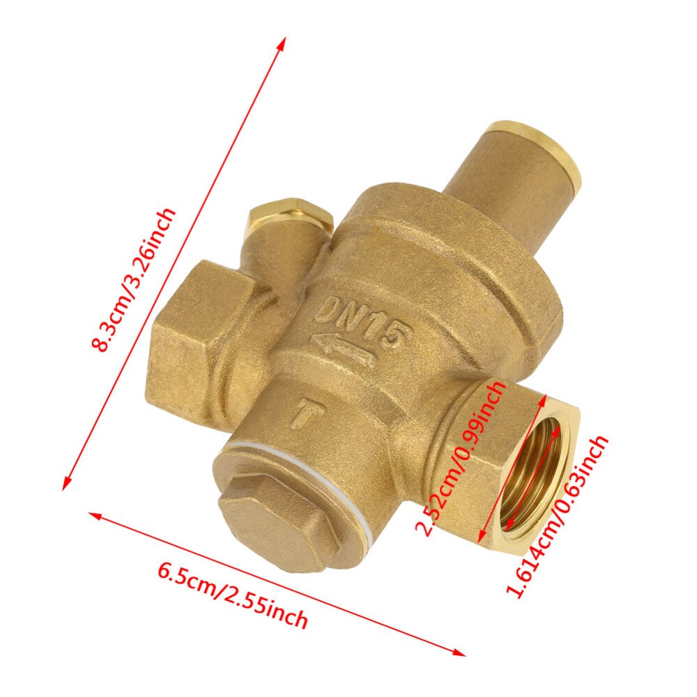 DN15 1/2" Reducing Regulator Valve Brass Water Pressure Reducing Regulator Valve Adjustable Thread Water Pressure Reducing Valve