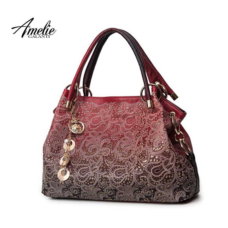 AMELIE GALANT Bolsos De Mujer ahuecados ombre estampado floral bolsos de hombro tipo bandolera bolsos de cuero de pu de las señoras bolso de mensajero de