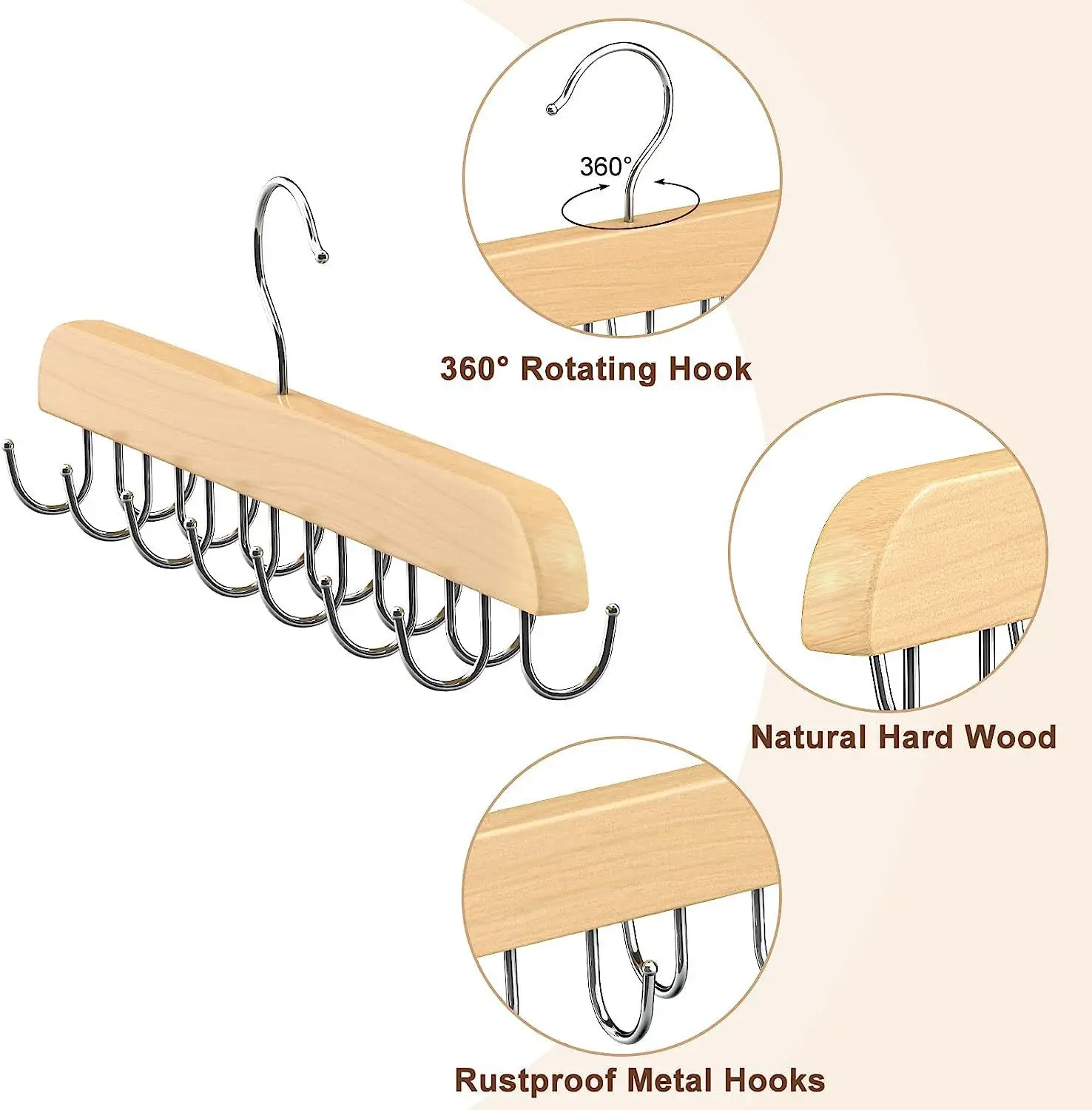 Porte-ceinture en bois pour femmes, cintres de rangement pour étui à vêtements, accessoires de garde-robe de maison, organisateur d'écharpe, cintres de ceinture à cravate pour hommes