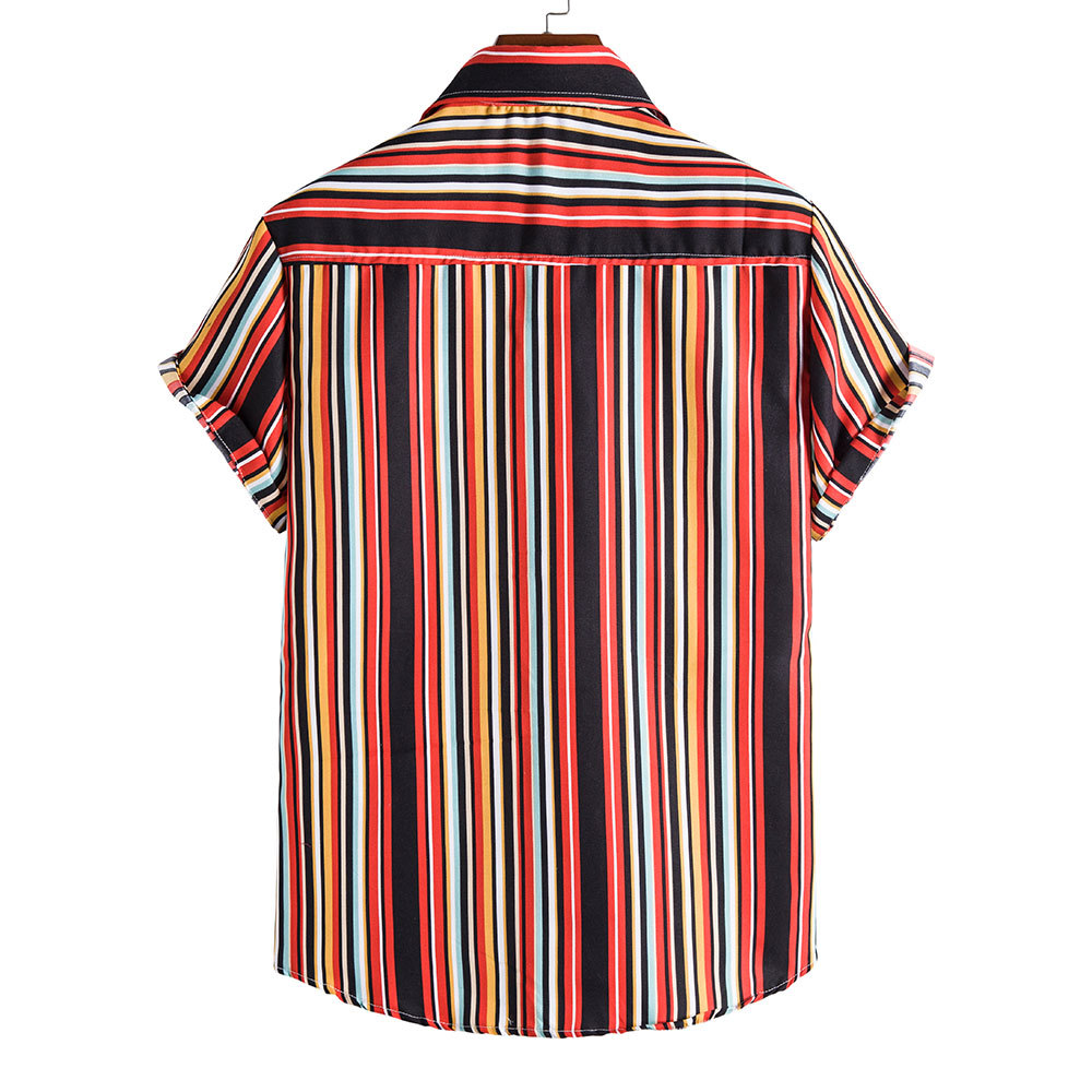 Aloha-camisas de playa a rayas rojas para hombre, camisa hawaiana de manga corta, Hipster, para , vacaciones, ropa de playa