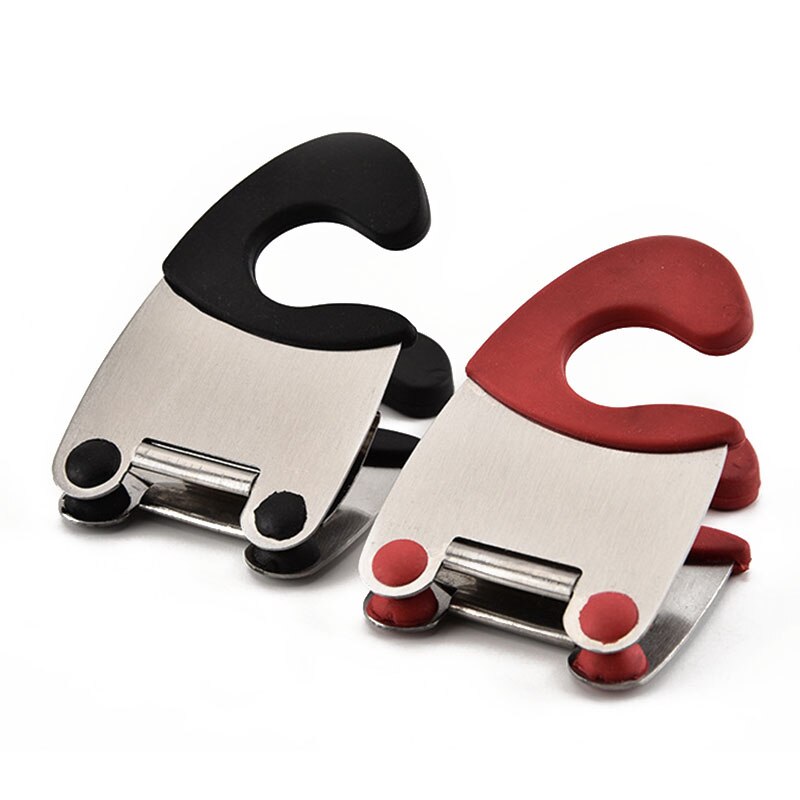 Portable Stainless Steel Pot Clip Side Clips Practical Heat Resistant Spoon Clip Pot Tongs Rubber Grip Kitchen Gadgets