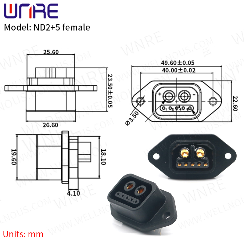 Scooter Socket E-Bike Battery Connector 30-50A IP67 2+5 2+0 Waterproof Plug Electric Bike Charging Port Cable Plug Batteries: Lavender / 5-9Pcs