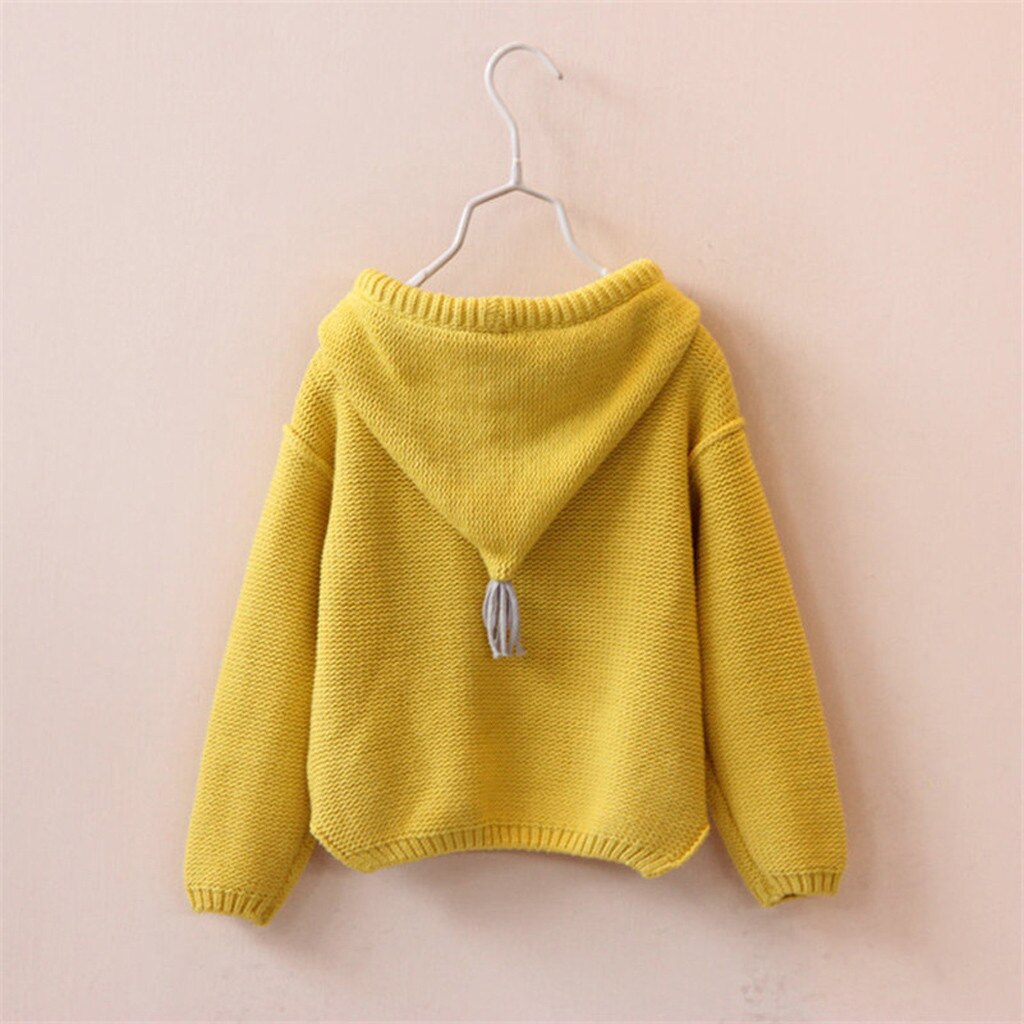 Maglie e Maglioni dei bambini Del Bambino Delle Ragazze Solido Con Cappuccio del Maglione Del Crochet Del Knit Magliette e camicette Maglione Lavorato A Maglia di Inverno di Autunno Del Bambino Maglieria outwear