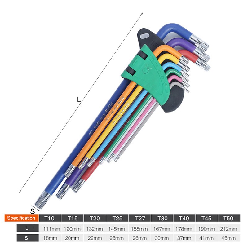 9pcs Screwdriver Hex Allen Wrench Set Colour Coding Wear-resisting Anticorrosion Allen Key Sets Hexagon Torx Star Spanner: Set 4