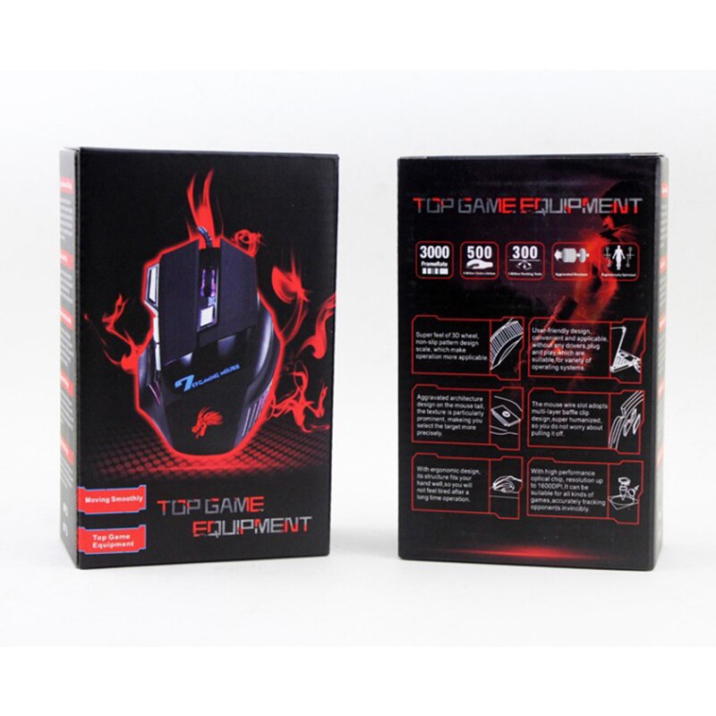 Vodool usb kablet gaming mus 7 knapper 5500 dpi justerbar led bakgrunnsbelyst optisk datamaskin mus gamer mus for pc bærbar notebook