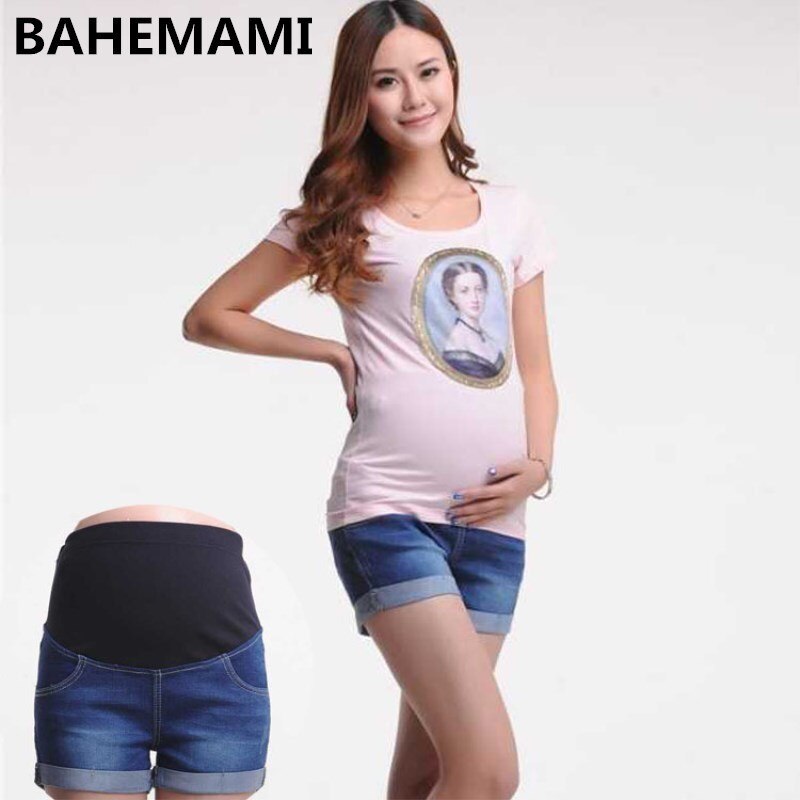Bahemami barsel denim korte sommer jeans bukser til gravide kvinder gravidas tøj gravide bukser elastiske abdominal jeans