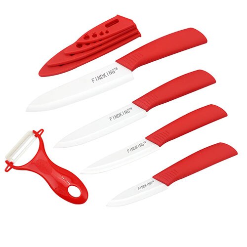 Køkken keramiske knive til frugter zirconia 6 farver kniv sæt keramisk kniv sæt 3 4 5 6 tommer med skræller dæksler: Rød