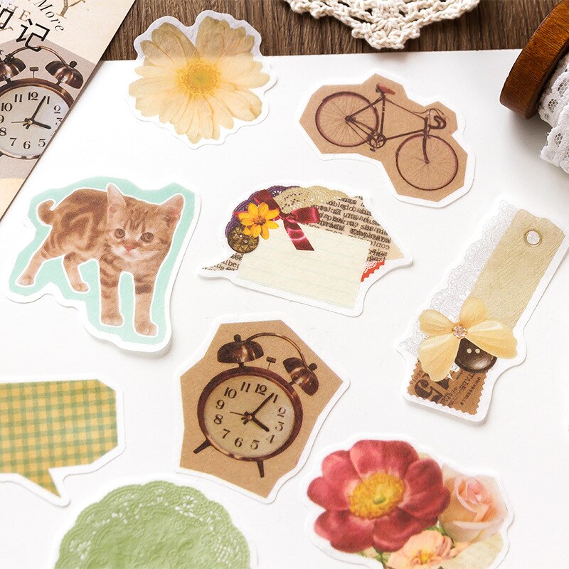 80 Stks/pak Kawaii Briefpapier Stickers Kleine Verse Retro Dagboek Planner Decoratieve Mobiele Stickers Scrapbooking Diy Craft Stickers