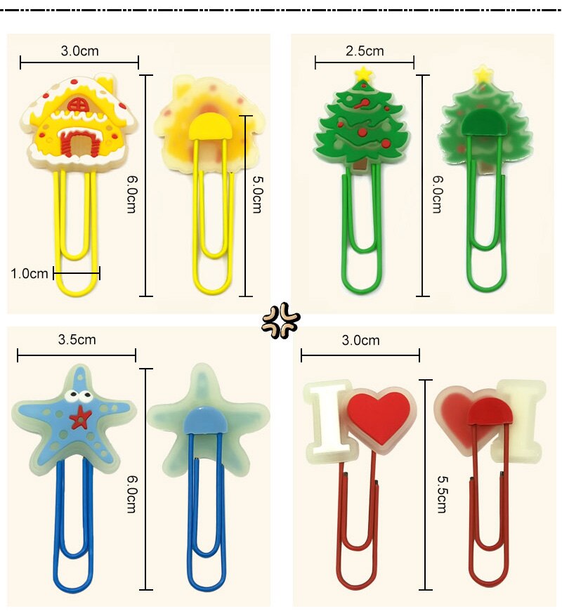 8 stücke Weihnachten glühend Lesezeichen Metall Papier Clips Leucht Seite Halfter Marker für Lehrer Schüler Schreibwaren freundlicher Weihnachten