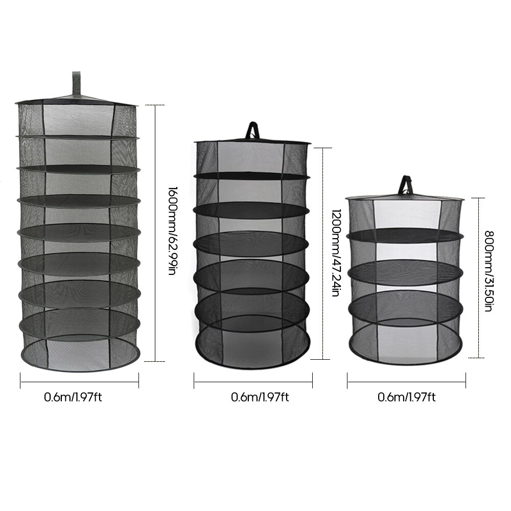 4/6/8 Layers Hanging Basket Folding Drying Net Rack Herb Dry Net Opening Shape Dryer Bag Mesh 600mm Diameter For Herbs Flowers