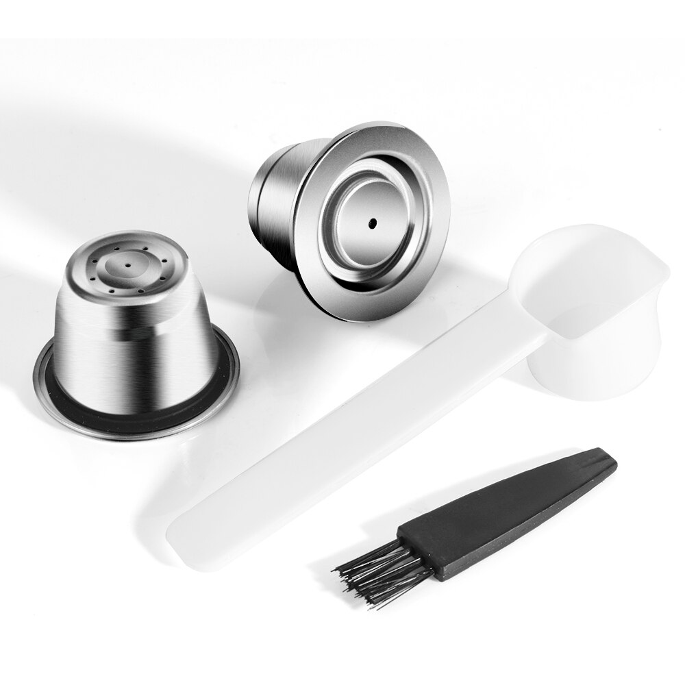 ICafilasICafilas 4pcs/Sets Stainless Metal Reusable For Nespresso Capsule With Press Coffee Grinds Tamper Espresso Coffee Maker: plum