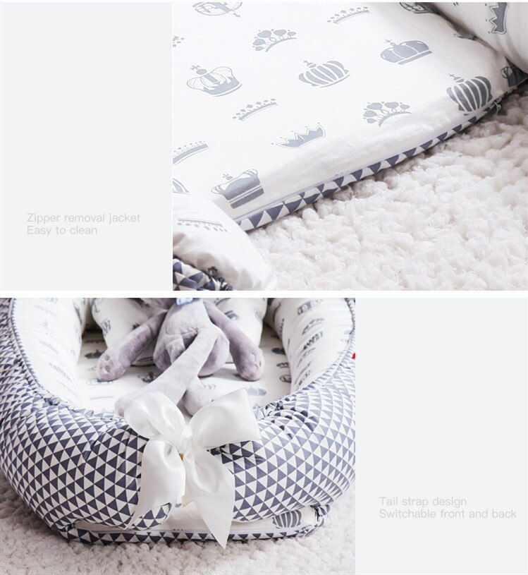 Newborn Travel Bed for Outdoor Bed Portable Baby Nest Bed with Pillow CushionInfant Crib Nest