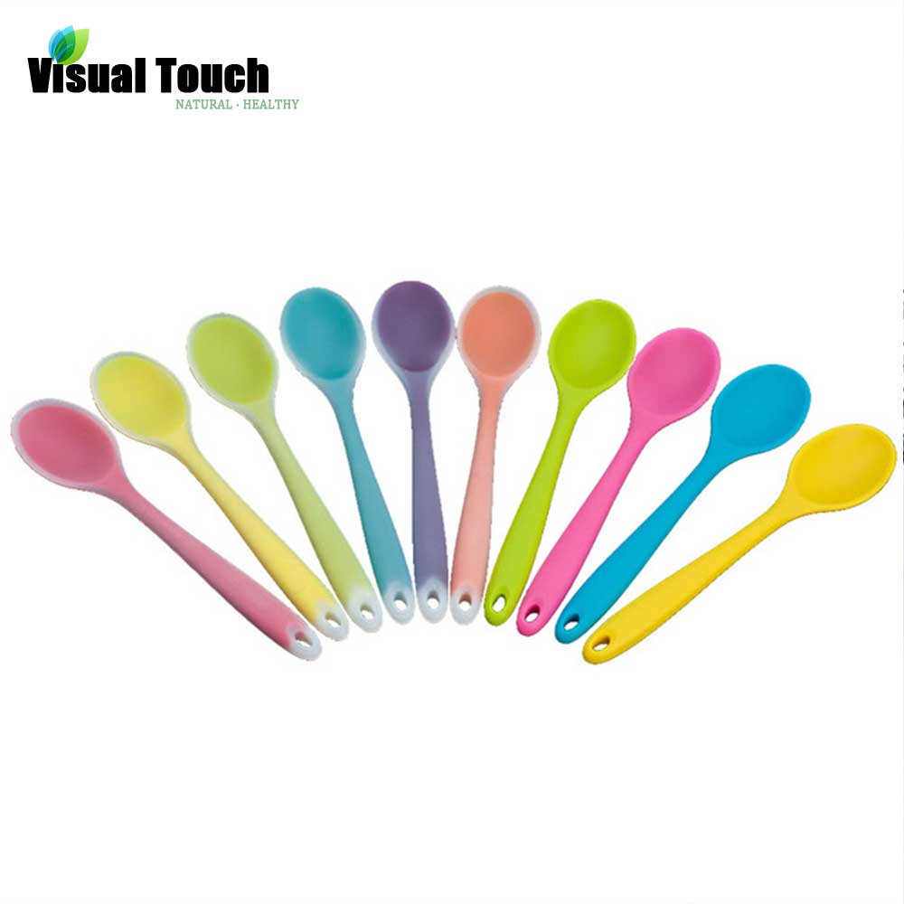 Visuelle berühren 1PC Mini Silikon Löffel 20,5 cm/8 "Bunte Löffel Geschirr Kochen Werkzeuge Utensil Zufällig Gesendet tisch Geschirr