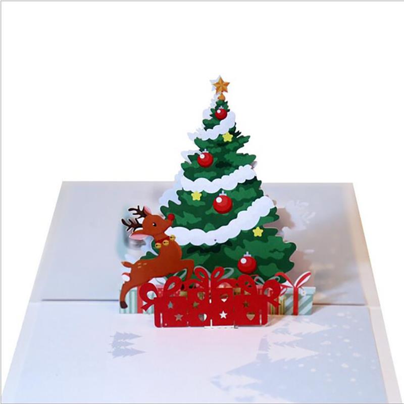 Kerst Wenskaart 3D Kerstboom Herten Patroon Popup Card Popup Wenskaart