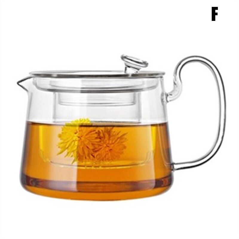 500ml Unique Side Handle Pot Glass Teapots High Temperature Resistant for Home BV789: F