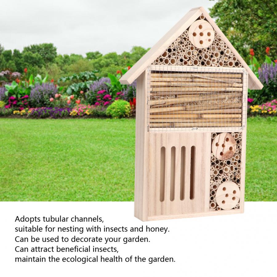 Durable Insect House Bee House Honey Tools Wooden Insect Bee Breeding Shelter Wood Nests Box Bug Room Garden Decoration