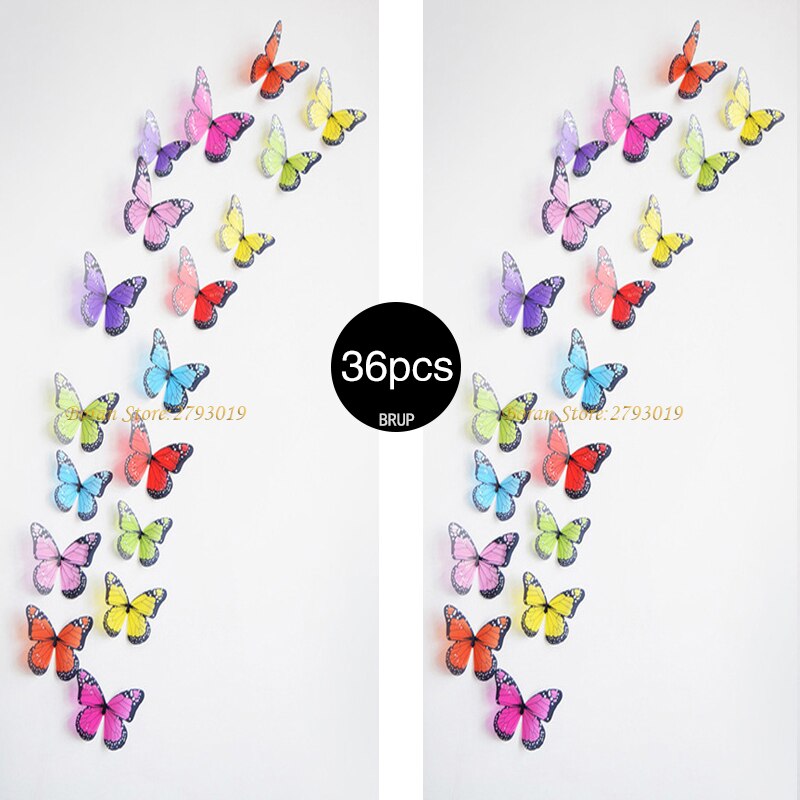 Juego de pegatinas de PVC para pared, adhesivos decorativos impermeables de mariposas en blanco y negro para decoración de bodas y fiestas, artístico, 36 unids/set: 104x2