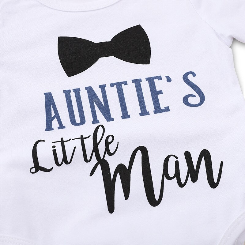 Rolig moster liten man bokstäver vit onesie liten bomull långärmad body spädbarnskläder 0-18m nyfödda pojkekläder