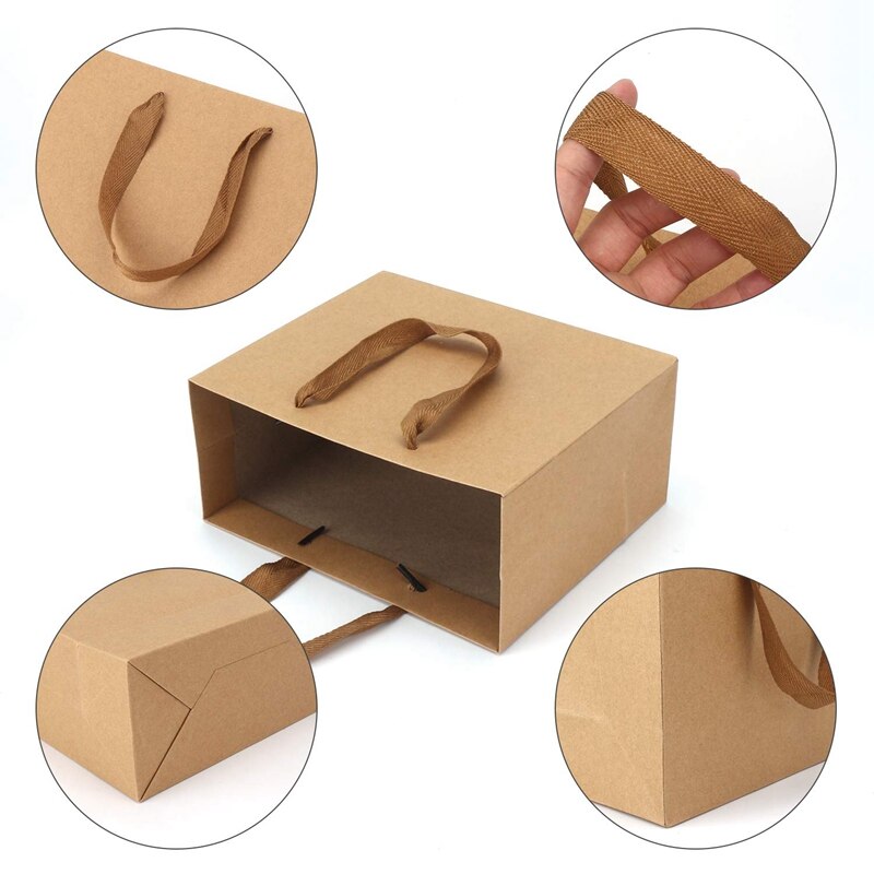 ! kraft papieren zakken , 8.3 inch  x 3.1 inch  x 10.6 inch 20 stuks bruine kraft papieren zakken met zachte stoffen handgrepen, bulk sh