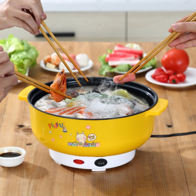 Multifunktionel elektrisk komfur mini varmepande rustfrit stål hotpot nudler ris damper dampet æg suppe pot 2l eu os