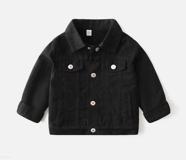 Kleinkind Jacke Für Mädchen Jungen Herbst Winter Revers Geschmack Unten Langarm Denim Outwear mit Tasche Geschmack Kleinkind Schwarz Mantel