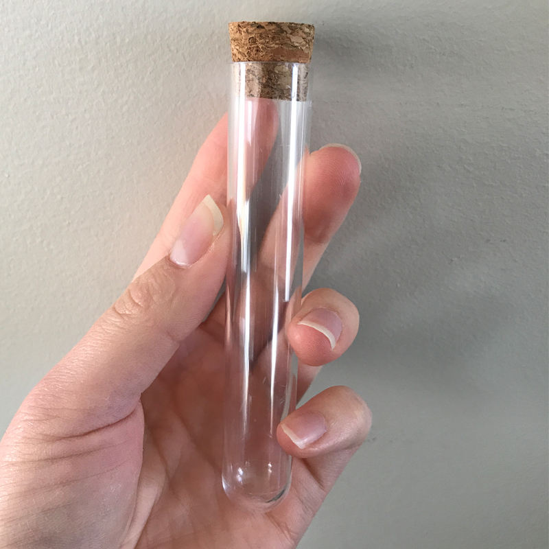 100 stk / pakke 20*150mm hardt gjennomsiktig plastrør med korkhette