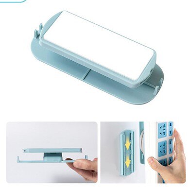 1Pc Zelfklevende Power Strip Houder Met Kabel Organizer, Wall Mount Patch Panel Socket Holder Thuis Organizer: Light Blue