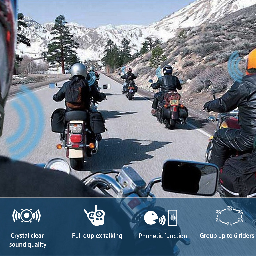 XINOWY V6 PRO casco de motocicleta Bluetooth intercomunicador auriculares 800M interfono comunicador para 6 conductores reproductor de música impermeable