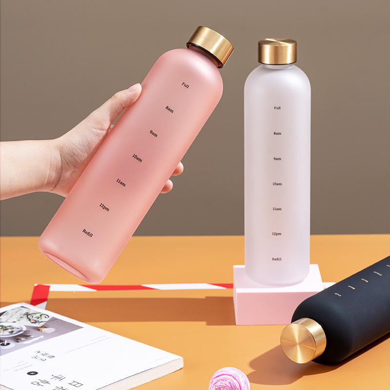 1000ML Water Bottle Plastic Water Cup Large Capacity Space Cup with Time Marker Tea Drinkware Water Bottle Kitchen Tools