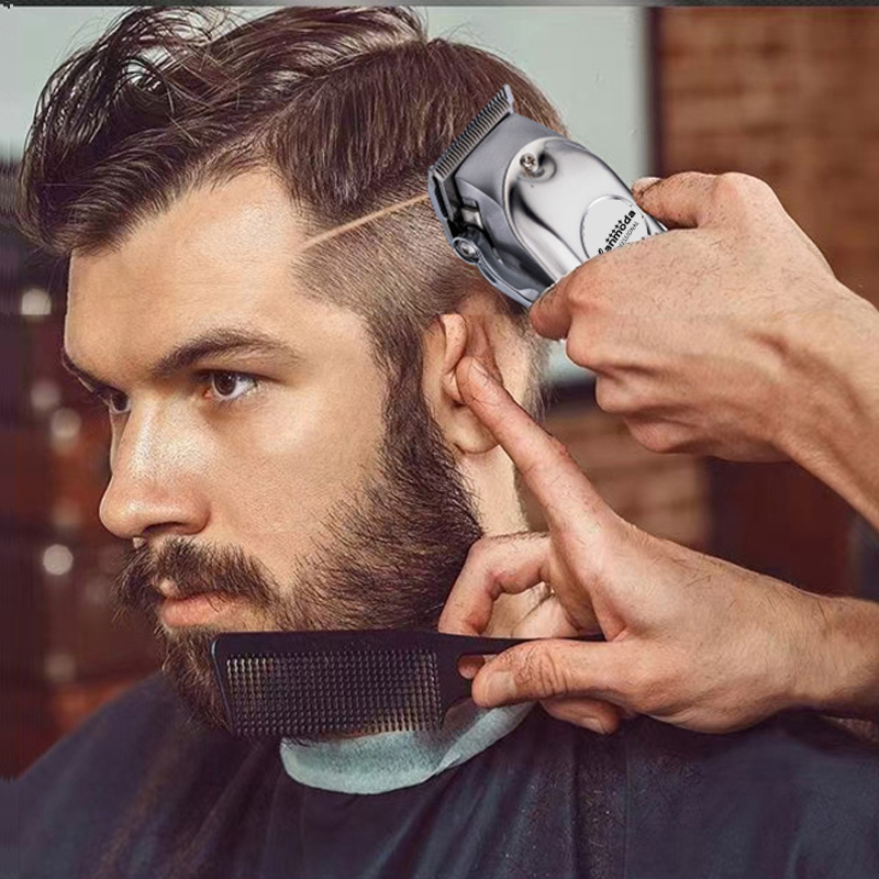 Hårtrimmer i metal, skægklipper, elektrisk barbermaskine til mænd, højtydende trimmer til frisør, barbersalon