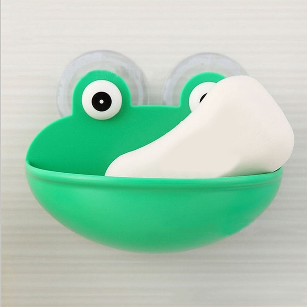 Pratique belle grenouille mur ventouse éponge savon Drain plat support étagères salle de bain organisateur