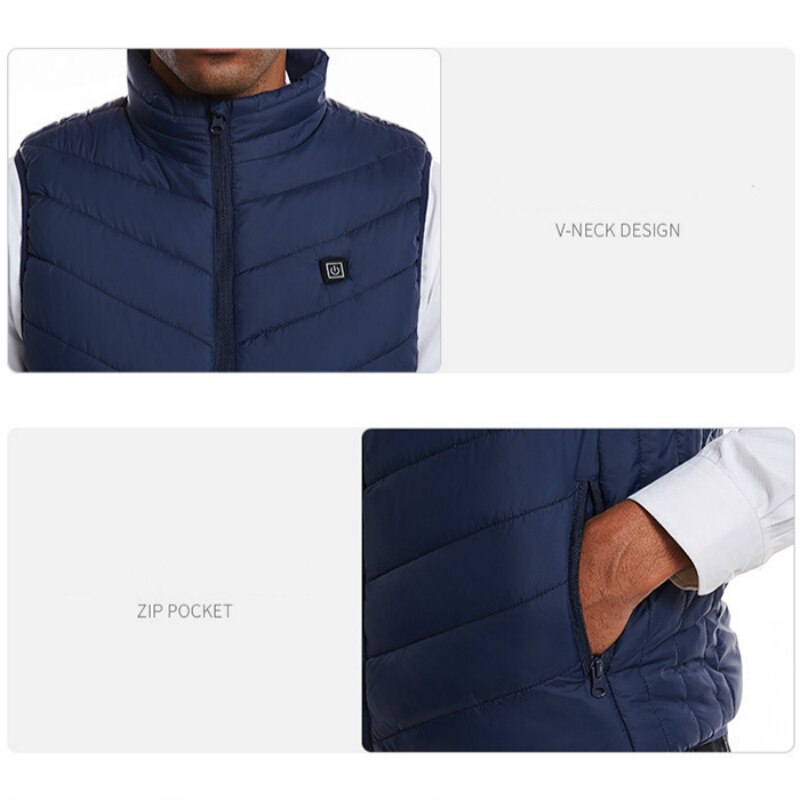 Chaleco calefactable con USB para hombre y mujer, ropa térmica de calefacción, chaqueta de refrigeración de invierno, Chaleco de pesca sólido, Chaleco Nerf, Chaleco Gilet choffer,