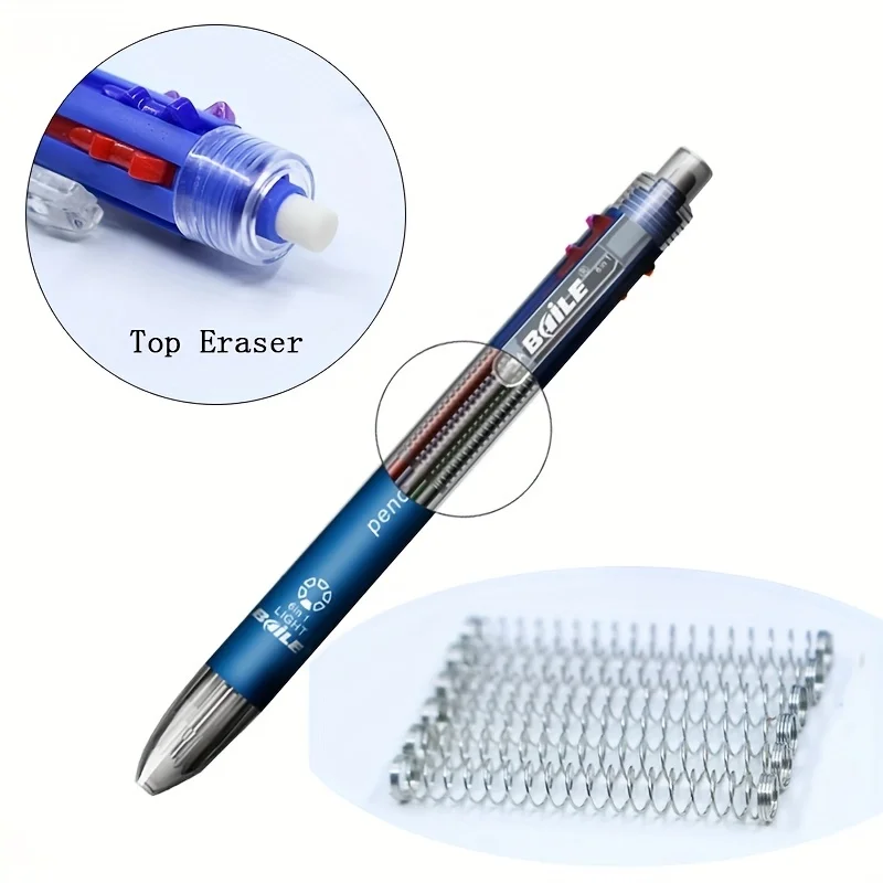 5pcs Multi-colour 6 in 1 Ballpoint Pen Set Multifunction Ball Pen and 1 Automatic Pencil Writing Supplies Stationery