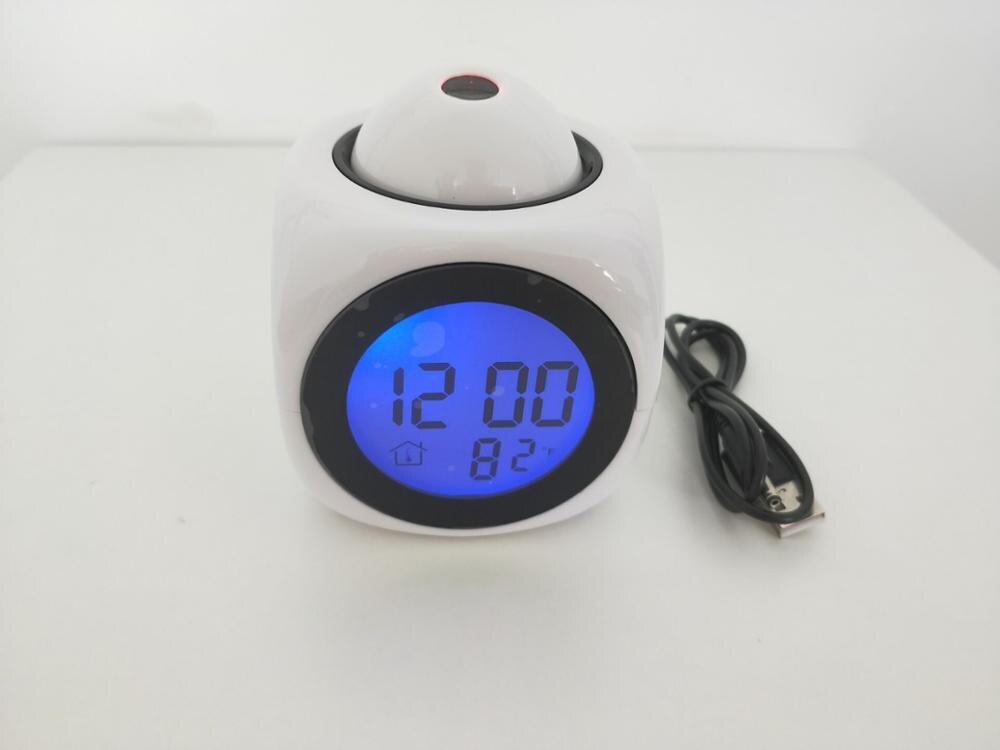 Projectie Wekker Digitale Datum Snooze Functie Achtergrondverlichting Projector Bureau Tafel Led Klok Met Tijd Projectie: white
