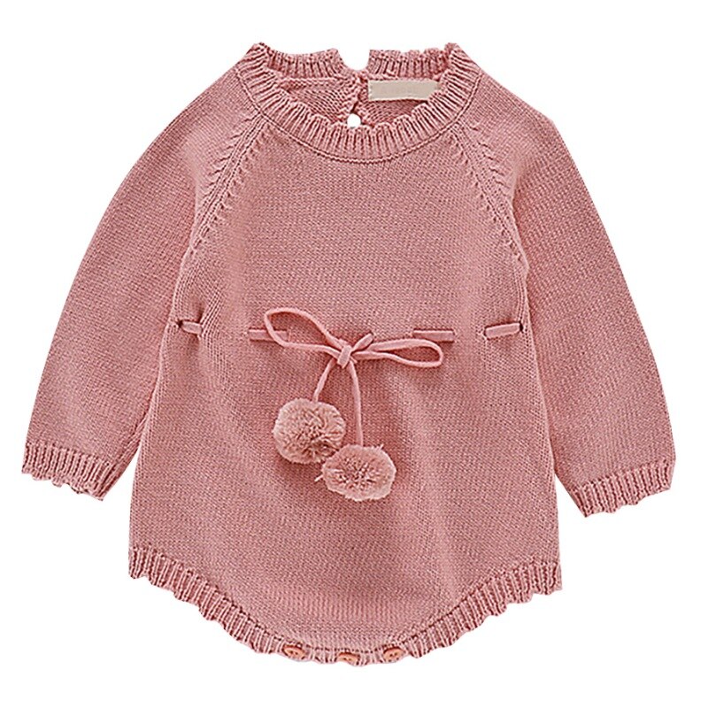 Bébé fille pull barboteuse balle infantile à manches longues hiver tricot mignon body -né tenues bébé chandails vêtements tissu: 2 / 12M