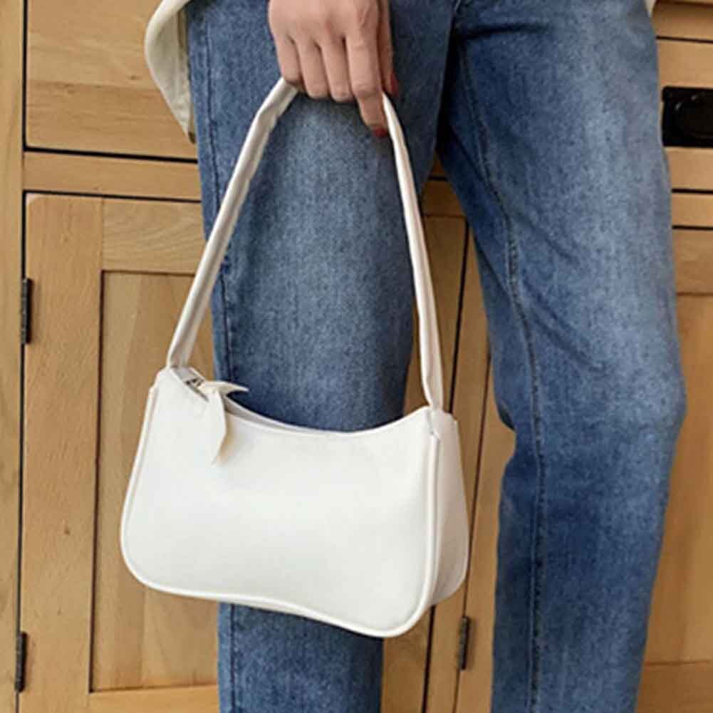 Poignée supérieure sac femmes rétro sac à main en cuir PU épaule aisselles Vintage haut poignée sac femme petits sacs subaxillaires: WHITE