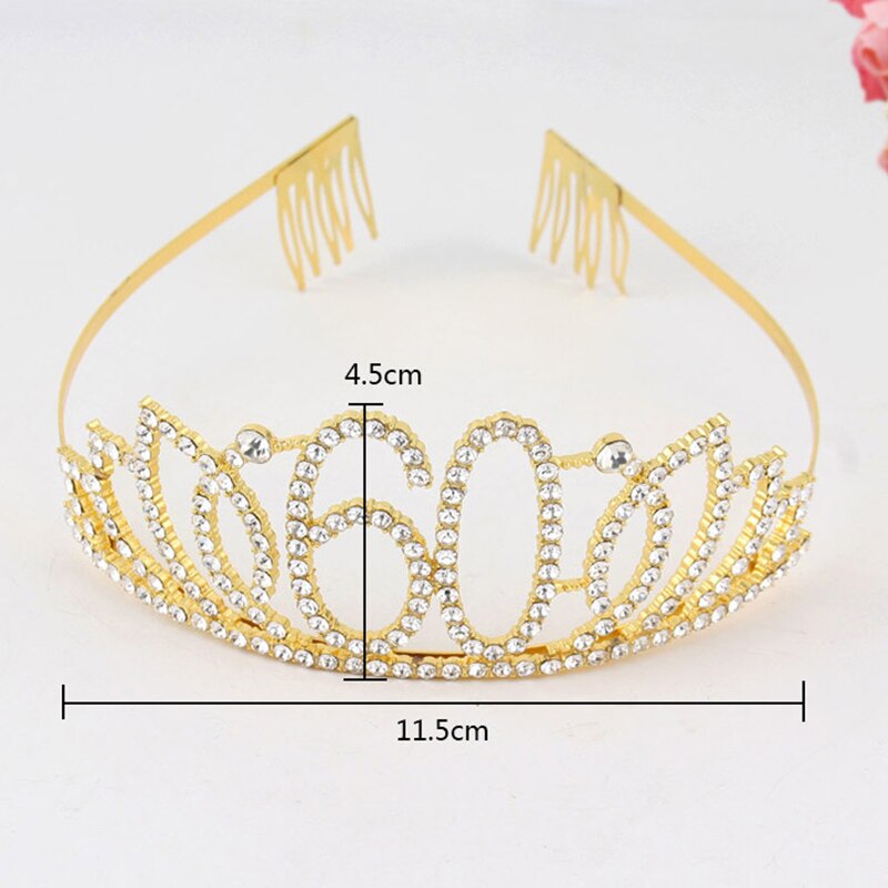 Silber Gold Kristall 70 80 Geburtstag Tiara Krone Kuchen Deckel Frauen Glückliche 70th 80th Geburtstag Party Dekoration Lieferungen Favor
