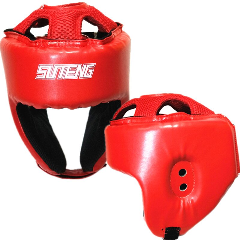 Neue Boxen Helm verrotten Kopfbedeckungen Einstellbare Sanda Kickboxen Muay thailändisch unisex Kopf Schutz halb-abgedeckt Keine Maske Gesicht Schutz: verrotten / S Höhe 120-145cm
