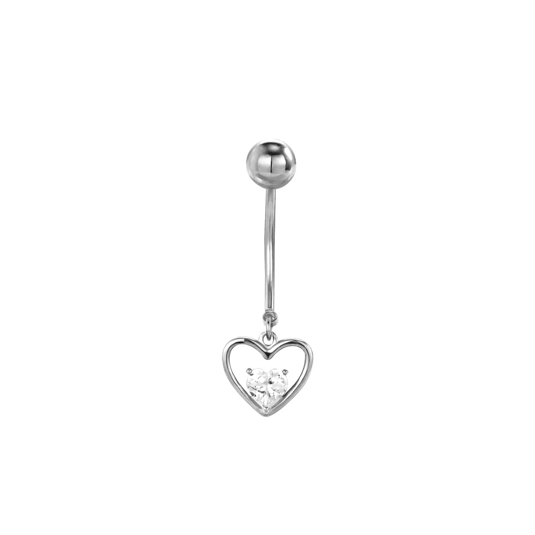 Neoglory – anneau de nombril Double cœur en argent S925 en Zircon pour femmes, Piercing corporel délicat, blanc, bijoux de nombril, en vogue: Rhodium plaqué