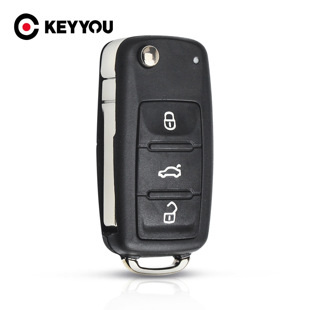Keyyou 10X 3 Knop Flip Fob Remote Folding Key Shell Voor Vw Volkswagen Tiguan Golf Sagitar Polo MK6 Ongesneden blade Fob