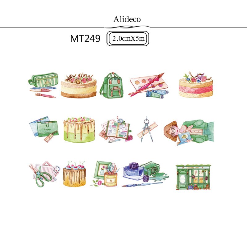 1 stk /1 mye washi maskeringstape havfrueblomst dekorativt selvklebende scrapbooking-papir japanske klistremerker 5m: 249 wenjudian