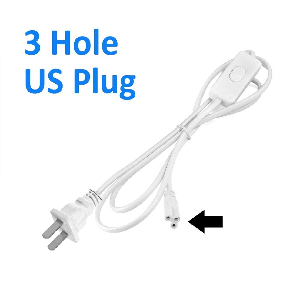 Tube T5 Lighting Accessory 30cm Connection Wire US /EU Plug Switch Cable 120cm 2 Hole 3 Hole For LED Lamp