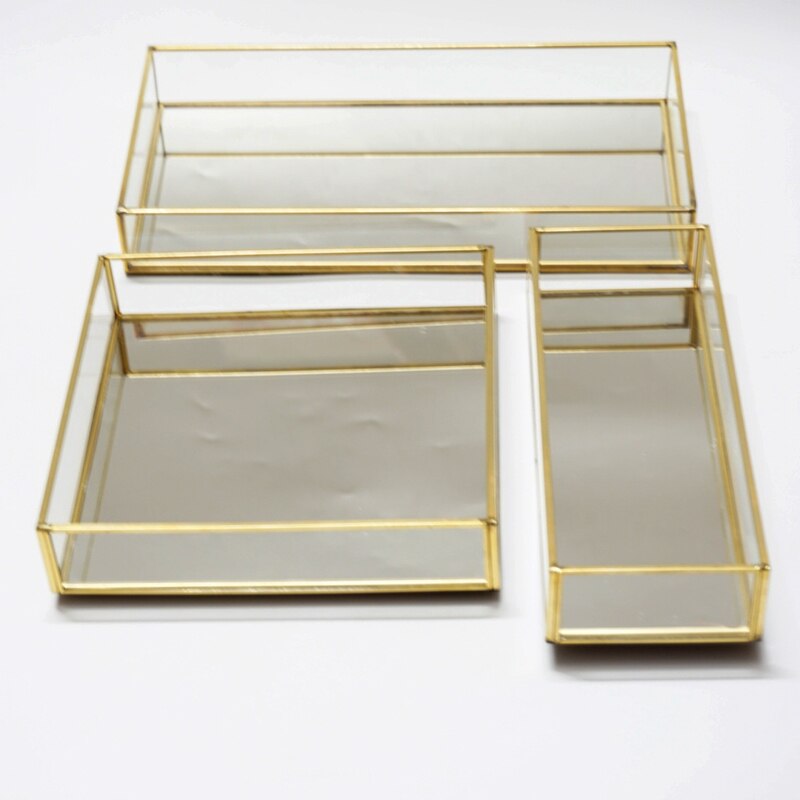 Glass box rectangular jewelry storage plate glass tray Wedding cake decoration