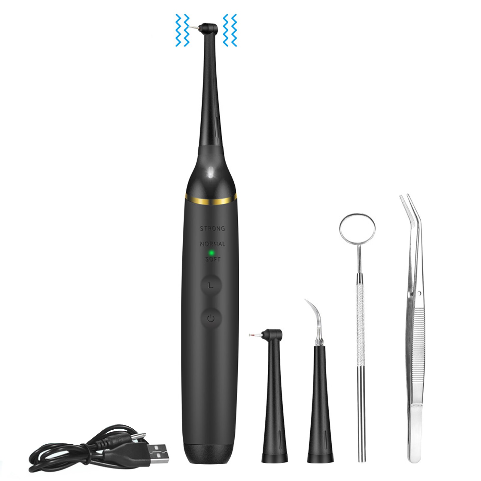 USB Rechargeable Travel Vibration Oral Irrigator Toothbrush Stainless Steel Home Dentist Electric Teeth Cleaner Led