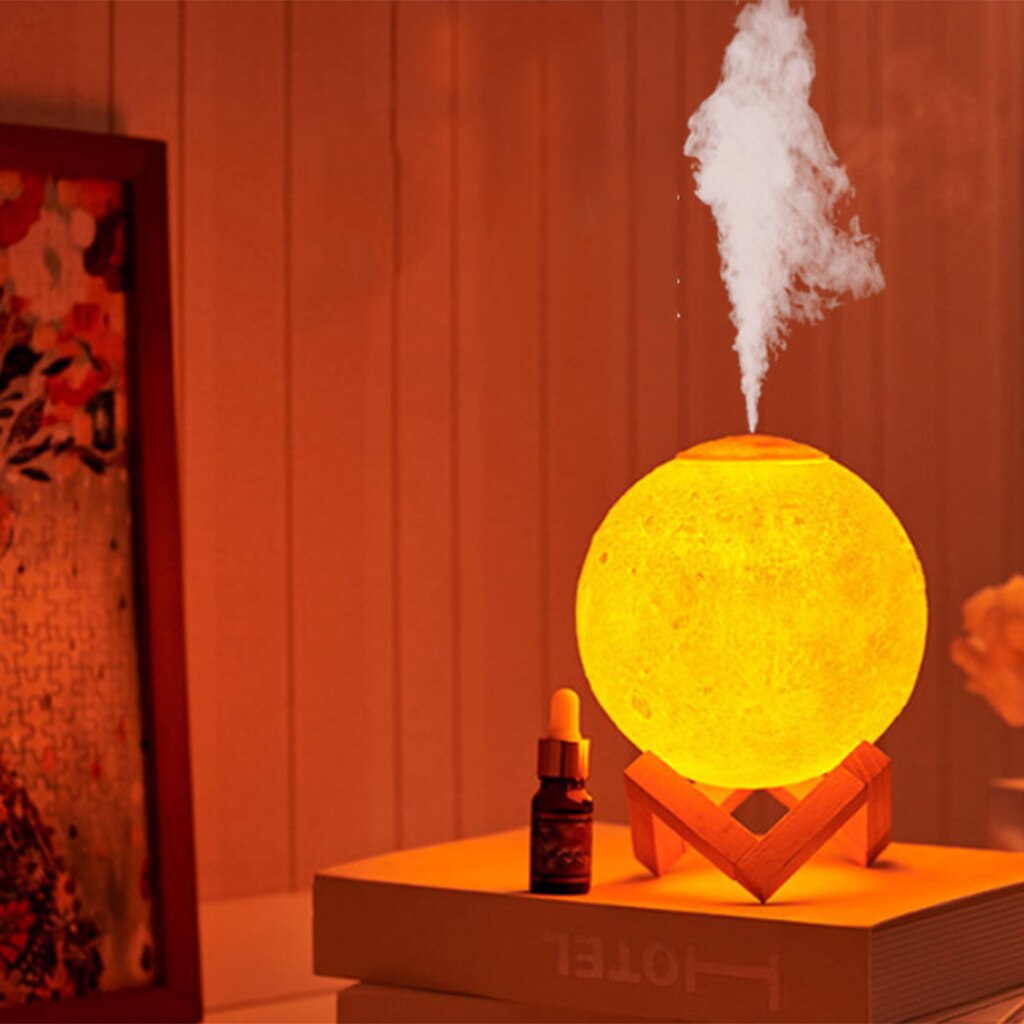 1xMist Hersteller USB Licht Aromatherapie Diffusor 3D Mond Lampe 880mL Aroma Luftbefeuchter